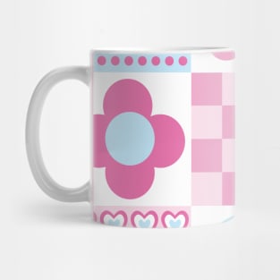 Retro Blocks with Flowers, Hearts and Stars Mug